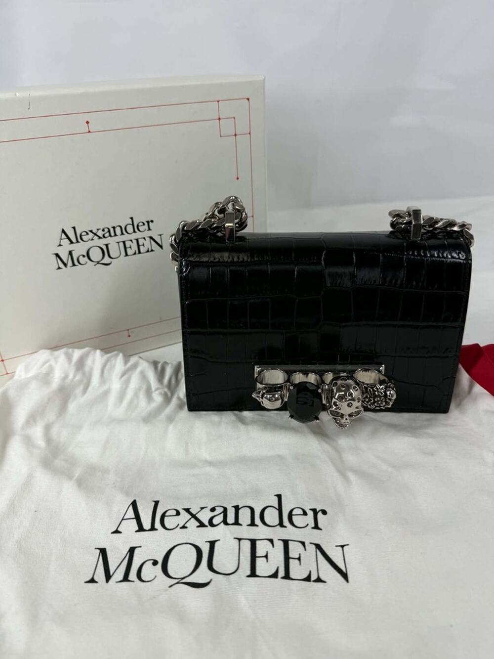 Alexander McQueen Mini Jewelled Satchel in Black/Silver SPB-TS 369709